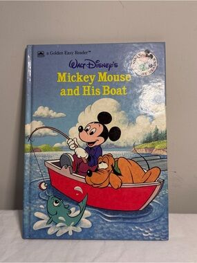 1988 Mickey Easy Reader Walt Disney Hardcover Book, Mickey Mouse And His Boat